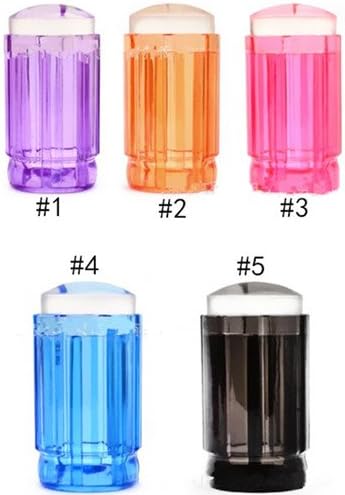 3Pcs/set Clear Jelly Silicone Marshmallow Nail Art Stamper Colorful Handle Stamper &amp; 2 Scrapers #4