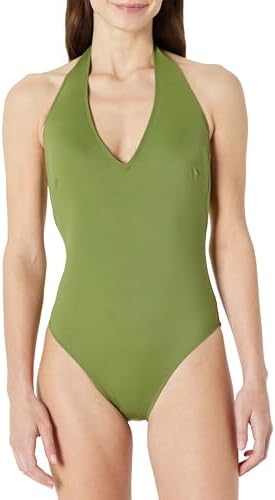 Amazon Essentials Costume Intero Halter Donna, Verde Oliva, 48