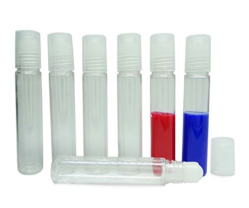 6 Pcs Refillable Essential Oil Aromatherapy Roller Bottle Empty Clear Plastic Roll-On Bottles Wholesale Boston Round Attar Bottle 10 ml Roller Ball