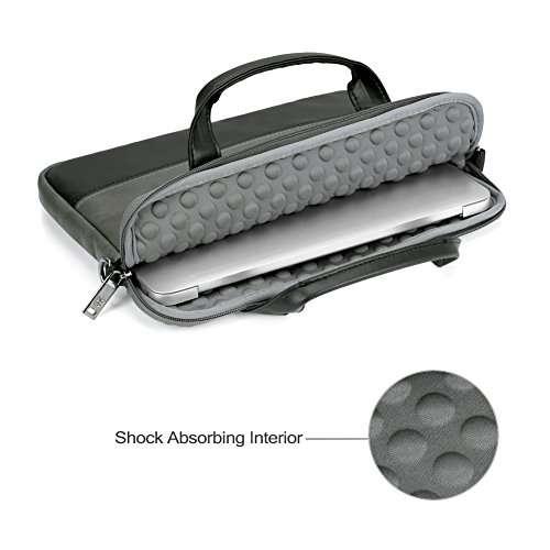 Laptoptasche 11.6, Evecase Premium Doppelfarbige Umhängetasche mit Gepolstert Laptopfach, Fronttasche, Zubehörfach für Laptop in 11,6 Zoll – Waschbär Grau - 5