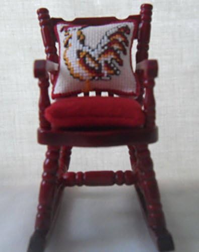 1/12th Scale Dolls House Rocking Chair: Seat Pad & Cushion Rooster Design