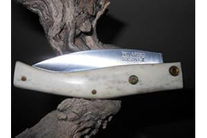 PALLARES SOLSONA Navaja Artesana BUSA, Mango Asta de Ciervo con Pin.Acero Inoxidable,8cm.Regalo de una Piedra de afilar.