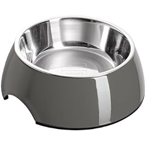 Hunter 2in1Melamin/Edelstahl Napf grau 350ml (2Stück)