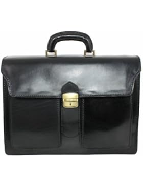Leatherworld Ital. Leder Aktentasche NERO 01295