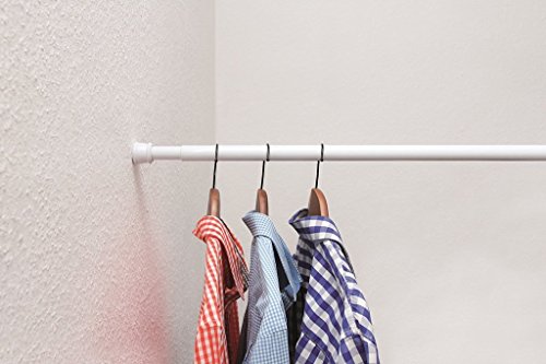 Spannstange Gardinenstange Duschvorhangstange Weiß Metall, ausdrehbar 80-130 cm, vielseitig einsetzbar, ohne Schrauben und Bohren - 4