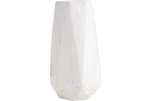 HCHLQLZ 25cm Mármol Blanco Decorativos Modernos Ceramica Jarrones de Flores para Mesa de Comedor Sala de Estar Idea Regalo para Cumpleaños Boda Navidad