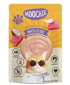MOOCHIE Wet Cat Food Grain-Free Gravy Cat Treat Mousse with Tunna no Added Flavour and Preservatives Size 85 g (12 Pouch X 85 g.)