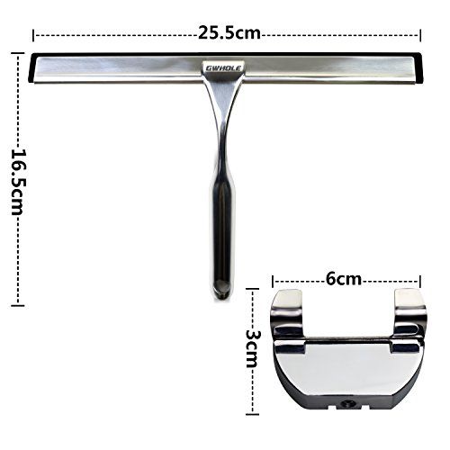 GWHOLE Duschabzieher Wasserschieber für Duschkabine, Glasduschwand mit Wandaufhänger, Wischbreite 25 cm - 2