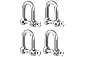 TERF M10 Heavy Duty Commercial D-Shackle Steel M10 (10mm) D-Shackle Ring Use For Heavy Duty Construction Rigging Vehicle Recovery Hauling Tie Downs Hanging and Multi Purpose Use - Pack of 4, Silver