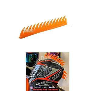 Dhe Best HS4 Cuttable Rubber Mohawk/Spikes Helmet Accessory For All Motorcycles Dirt Bike and Normal Helmets (Orange )