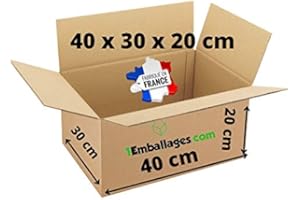 PARIS STOCK - Lot Carton d'Expédition ou Déménagement 40X30X20 cm - fabriqué en France