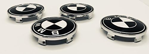 4 x BMW black and white logo, 68 mm, 5 clips, wheel centre caps, hub covers full set of caps; Series 1 3 4 5 6 7 8 X1 X3 X4 X5 X6 Z3 Z4 36136783536 36131095361 36136768640 E36 E38 E39 E46 E53 E60 E61 E63 E64 E65 E66 E70 E71 E82 E83 E84 E85 E86 E88 E89 E90 E91 E92 E93 F01 F02 F10 F11 F12 F13 F15 F20 F22 F23 F25 F26 F30 F31 F32 F33 F34 F36 F48 F80 F82 F83 F85 F86 F87 F90 F97 F98 and other models.