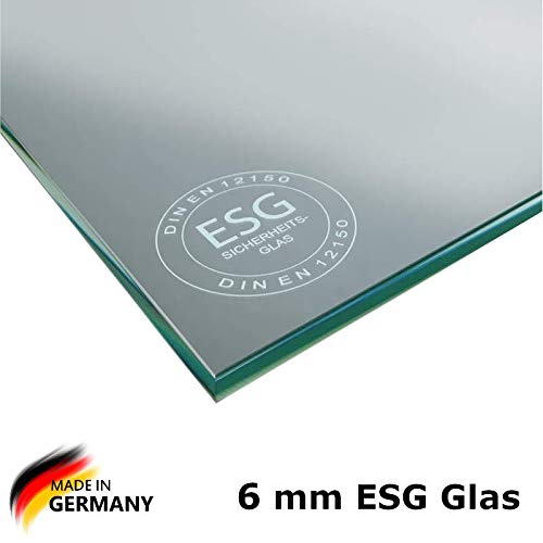 Preisvergleich Produktbild ESG Sicherheitsglas (Einscheibensicherheitsglas) Eckig - Glasplatte / Glastisch / Glasscheibe / Kaminplatte / Kaminglas / Duschwand Transparent - 6mm Stärke (Dicke) - Sonderanfertigung möglich