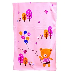 Toffee and Candy, Microfiber Teddy Pink Color Bath Towel for Kids Boys/Girls,Super Soft Muslin, 350 GSM Cotton Bath Towel - Pink, 31x17 Inch.