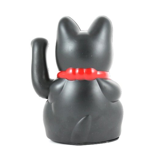 6″ Winkende Glückskatze – Maneki Neko Katze (Schwarz) - 3