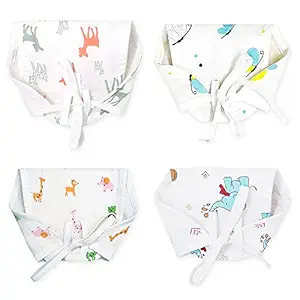 The Boo Boo Club Extra Soft Organic Cotton Muslin Nappies for Born Baby (Set of 4). GOTS Certified