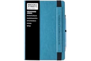 BROOK STREET NOTES - Cuaderno para contraseñas y direcciones de internet (tamaño A5), color azul claro A5