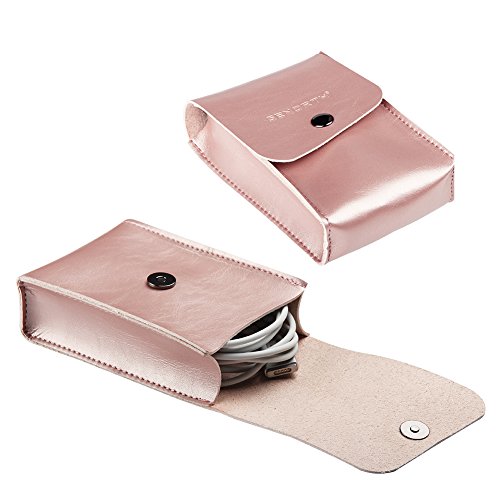 GENORTH® Weiche Hülle Leder Tasche für Macbook Pro 15.4 Wasserdicht mit Schutz Tasche für Maus und Netzteil (15 Zoll, Rose Gold) - 6