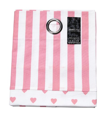 Homescapes Kindervorhang Mädchen Kinderzimmer Ösenvorhang Dekoschal Hearts 2er Set pink weiß 117 x 137 cm (Breite x Länge je Vorhang) 100% reine Baumwolle - 4