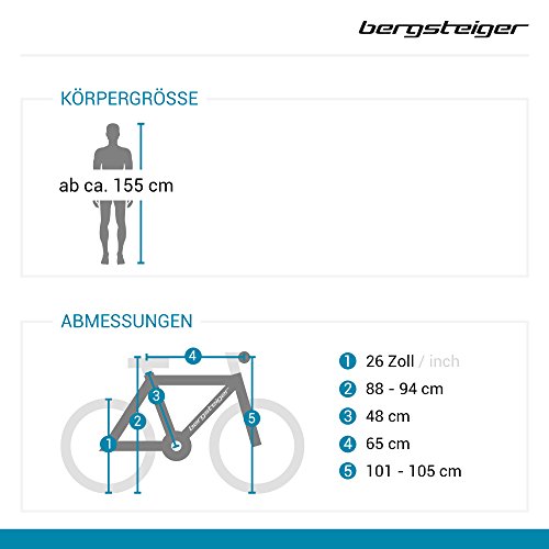 Bergsteiger Buffalo 26 Zoll Mountainbike, vollgefedert, Scheibenbremse, 18 Gang Shimano - 2