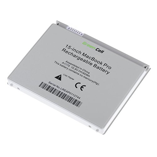 Green Cell® A1175 Laptop Akku für Apple MacBook Pro 15 A1150 A1211 A1226 A1260 2006-2008 (Li-Polymer Zellen 5550mAh 10.8V Silber) - 3
