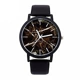 Herren Uhr Militär Sport Zifferblatt Marmor Druck Armbanduhr Analog Quarz Lederband