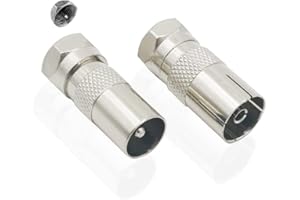 euroharry Adapter anteny satelitarnej, 2 sztuki, wtyczka IEC i gniazdo na wtyczkę F (wtyczka F na wtyczkę koncentryczną i F na złącze koncentryczne) do kabla antenowego, satelitarnego, kabla