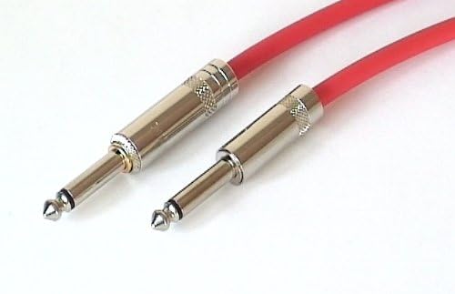 Rapid Cables 5m Guitar Lead, Silent Switched Neutrik / Re'an Jack Plug Twin Screened Cable - Red
