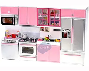 AP INT Barbie Kitchen Set for Kids 32 Full Modern Deluxe Kit | Battery Operated