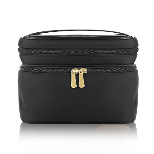 CHICECO Groß Nylon Pinseltasche Kosmetiktasche Reise Kulturtasche nit Burgunderfarbenes Futter – 23 x 16 x 16.7 cm - 4