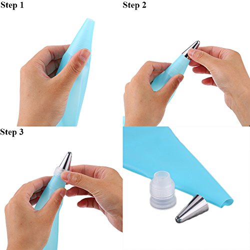 Decdeal Spritztüllen Set Ink. 14 Stücke Garniertülle und 1 Spritzbeutel für Pralinen, Kuchen, Plätzchen, Keksen und Torten Deko - 2