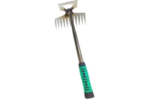 ENITMOR 2025 Upgraded Weeding Tool, Handle Weed Remover, Premium Carbon Steel & Silicone Handle, 5/6/11 Teeth Options, Ergonomic Design for Garden Yard Patio Lawn Weeding (38cm 11Teeth)