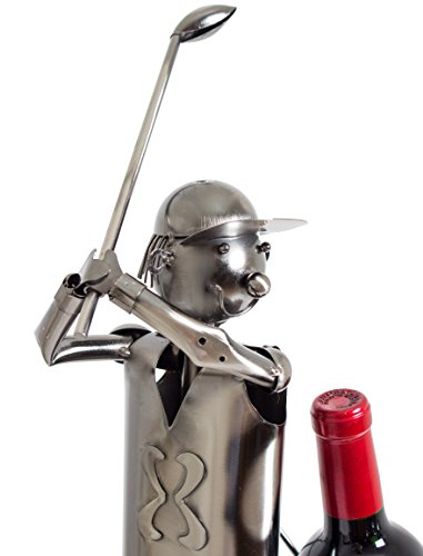 BRUBAKER Flaschenhalter Golfspieler beim Abschlag Metall Skulptur Geschenk mit Geschenkkarte - 3