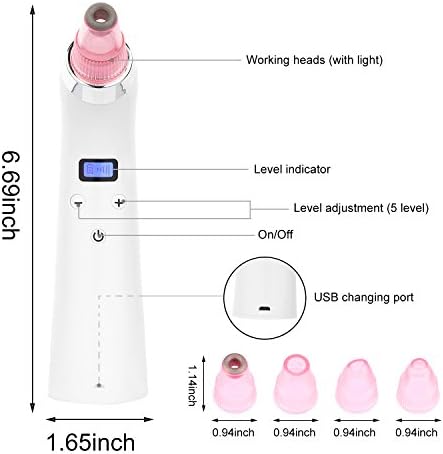 Topperone Blackhead Removal Rechargeable Skin Peeling Machine Comedo Suction Diamond Device Facial Pore Nose Blackhead Cleaner Acne Remover Rechargeable Skin Peeling Extractor Set White (white)