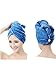 Moolecole Fashion Absorbent Bamboo Fiber Hair Dry Towel Thickened Shower Cap Hair Turban Quick Dry Hat Cap Blue