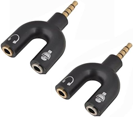 iviLongTail 3.5mm Stereo TRRS 4Pole Plug to 3.5mm Mic &amp; Headset Jack iPhone Audio Adapter (4pcs Black)
