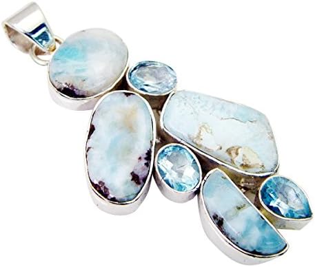 Riyo Gems Women's Blue Topaz Larimar Silver Street Jewelry Ball Pendant N½