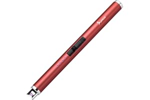 SUPRUS Candle Lighter Electric Arc Lighter Rechargeable USB Lighter Flameless Plasma with Safety Lock Switch for Camping BBQ Cooking (Red)