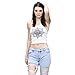 Produktbild Bellelove Sommer Mode Vintage Mandala Drucken Damen ärmelloses Neckholder Tank Crop Tops Weste Kurzer Bluse T-Shirt (L, Weiß)
