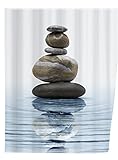 Wenko 20961100 Duschvorhang Meditation - waschbar, mit 12 Duschvorhangringen, 100% Polyester, Mehrfarbig