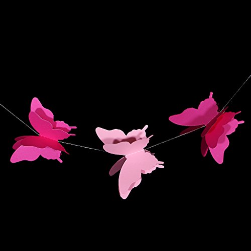 MagiDeal Papier Schmetterling Bunting Banner Girlande Hochzeit Zimmer hängen Dekor – Rosa, 2,8 m - 6