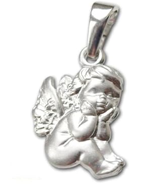 CLEVER SCHMUCK Silberner Anhänger 12 mm kleiner Babyengel sitzend seidenmatt STERLING SILBER 925