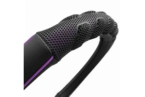 Flying Banner Car Steering Wheel Cover Synthetic Leather Massage Universal 15 inch/38CM Breathable Anti-slip Protector for Auto/Truck/SUV/Van - Black Purple