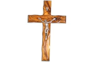 HolyRoses Olive Wood Christian Wall Crucifix Cross Handcrafted in Bethlehem (14")