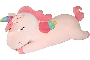 SNOWOLF Licorne en Peluche - Jouet en Peluche - Adorable Licorne - Coussin câlin avec Ailes Arc-en-Ciel - Jouet Kawaii pour Enfants et Filles (Rose, 60 cm)
