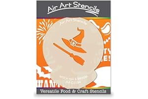 AIRART Witch Hat & Broom Cupcake Stencil Reusable & Flexible for Cakes & Crafts