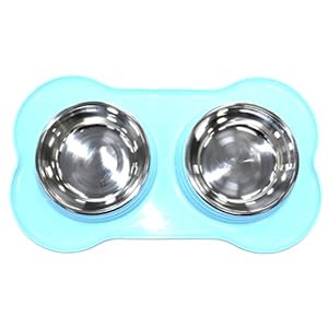 SHINE Cuenco Doble de Acero Inoxidable con Doble alimentador de Mascotas, para Perro, Gato, Cualquier pequeño Animal, Plato de Agua
