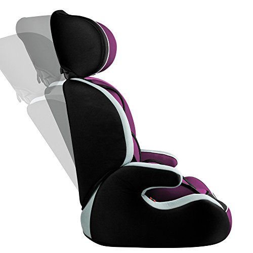 XOMAX XM-K1 PURPLE Autokindersitz + Gruppe I / II / III (9 – 36 kg) + ECE R44/04 geprüft + Lila, Schwarz, Grau + 5-Punkte-Sicherheitsgurt + mitwachsend + Kopfstütze verstellbar + Rückenlehne abnehmbar / Bezüge abnehmbar & waschbar - 8