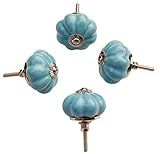 100% Kundenzufriedenheit Set von 4 Keramik weiß Kürbis Dekorative Antik Tür knobs- Innen rund Knöpfe und zieht für Mädchen Schrank/Kommode//Kinder Schrank/Küche Schublade Griffe mit Hardware befestigt, hellblau