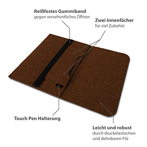 NAUC Trekstor Primebook C13 Notebook Sleeve H  lle Laptoptasche Schutzh  lle 13 3 Zoll Laptop Filz Case  Farben Braun